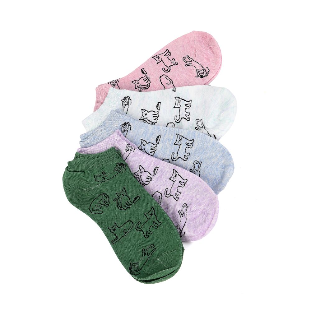 Набор укороченных носков с принтом &quot;кошки&quot; (5 пар) Hobby Line Нжу511
