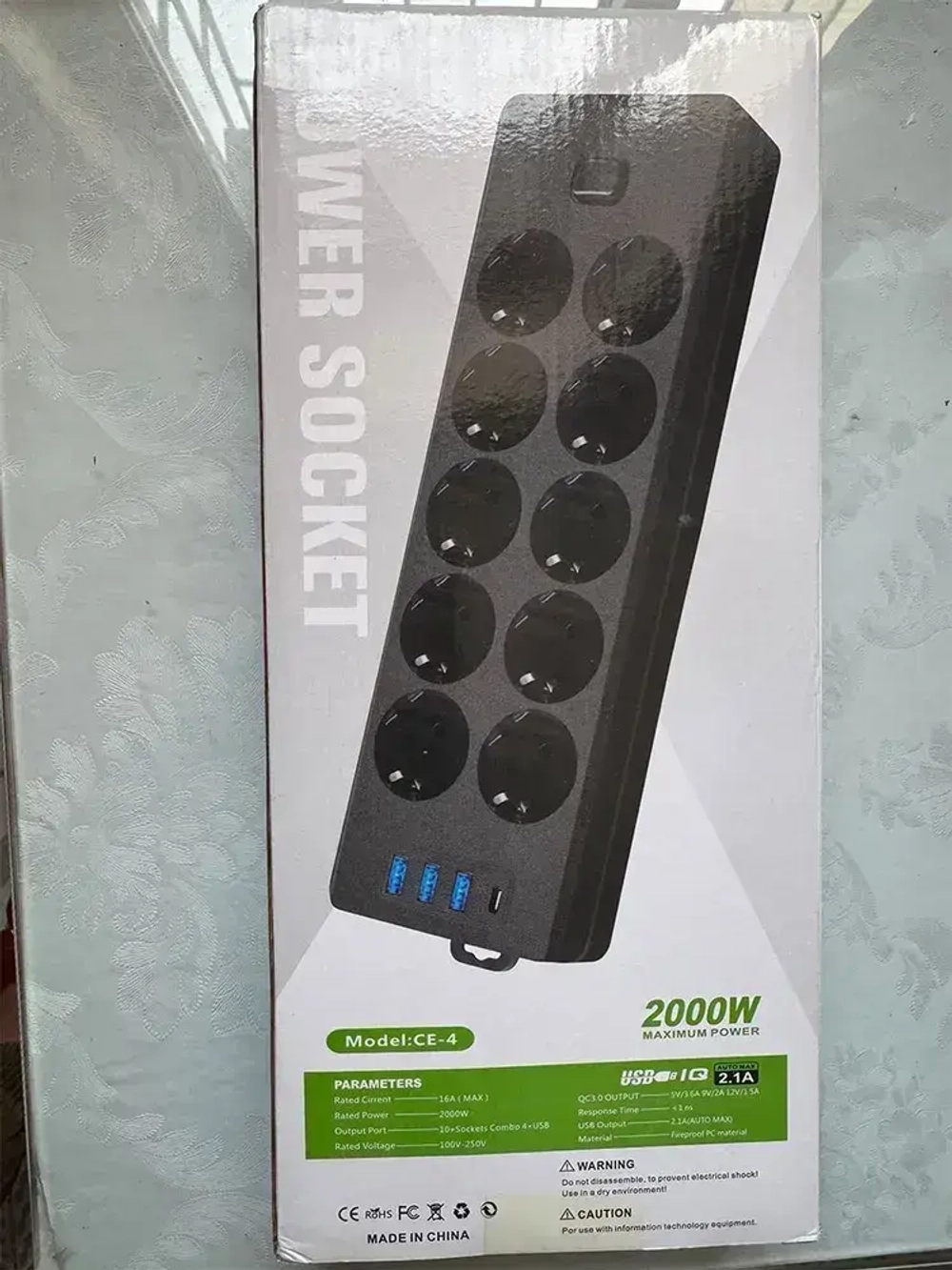 удлинитель бытовой lannuo 2 метра 10 розеток портов 3 usb 1 type c