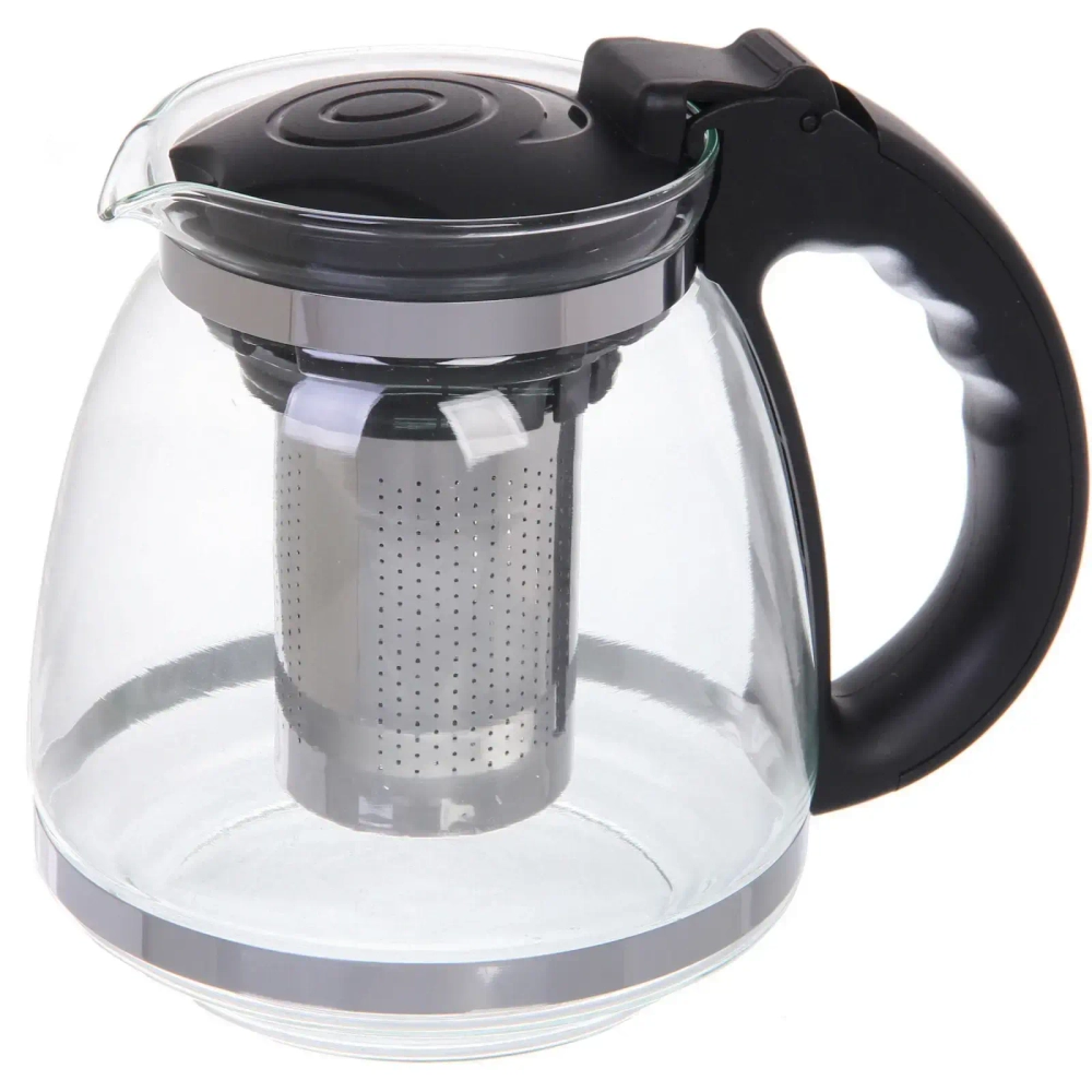 Чайник заварочный стеклянный 1500мл «Элегант», цвет черный