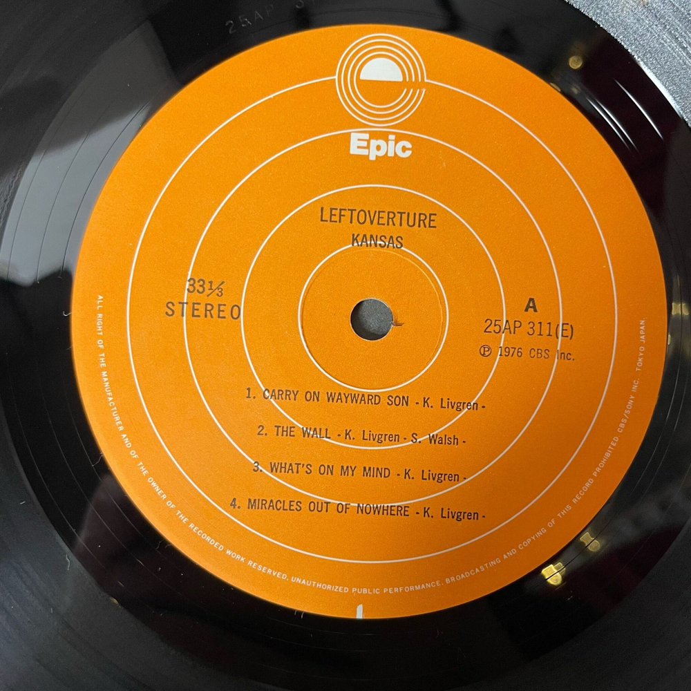 Винтажная виниловая пластинка LP Kansas Leftoverture (Japan 1976) (No Obi) Opus Insert