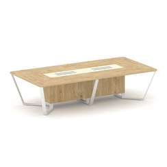 Steel Meet Стол переговорный прямоугольный KM-PR.B.SP-12 Тиквуд Светлый/Ваниль Глянец/Металл Белый 3