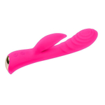 Ярко-розовый вибромассажер-кролик 5  Silicone Ripple Passion - 19,1 см.