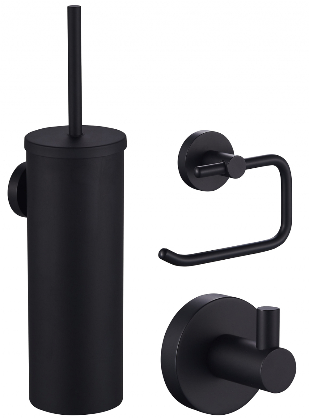 Набор аксессуаров из 3 предметов (крючок, держатель для бумаги, ершик) WONZON & WOGHAND, Черный (WW-8100-BL)