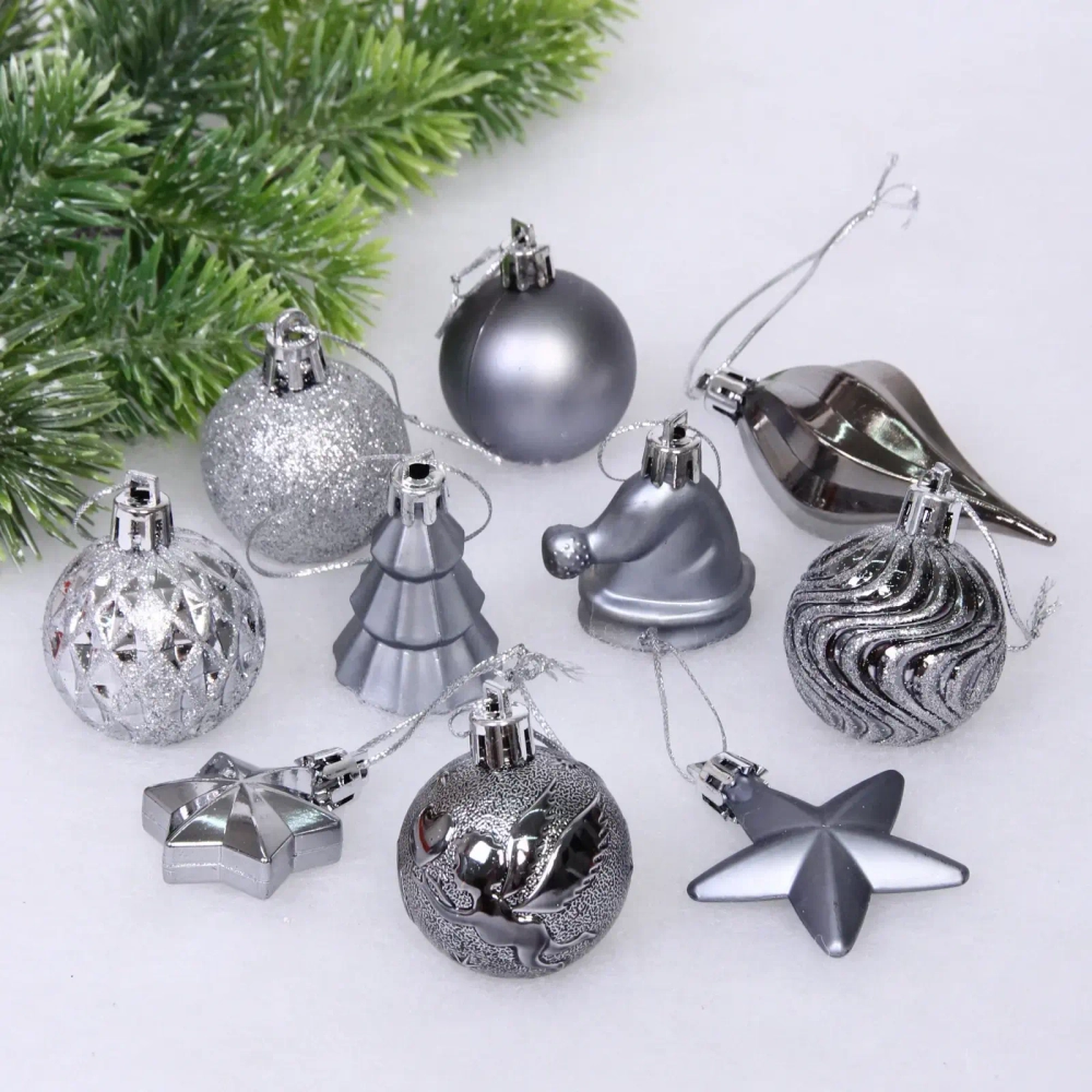 Набор ёлочных украшений «Elegant shine» 4 см (30 предмета), Графит