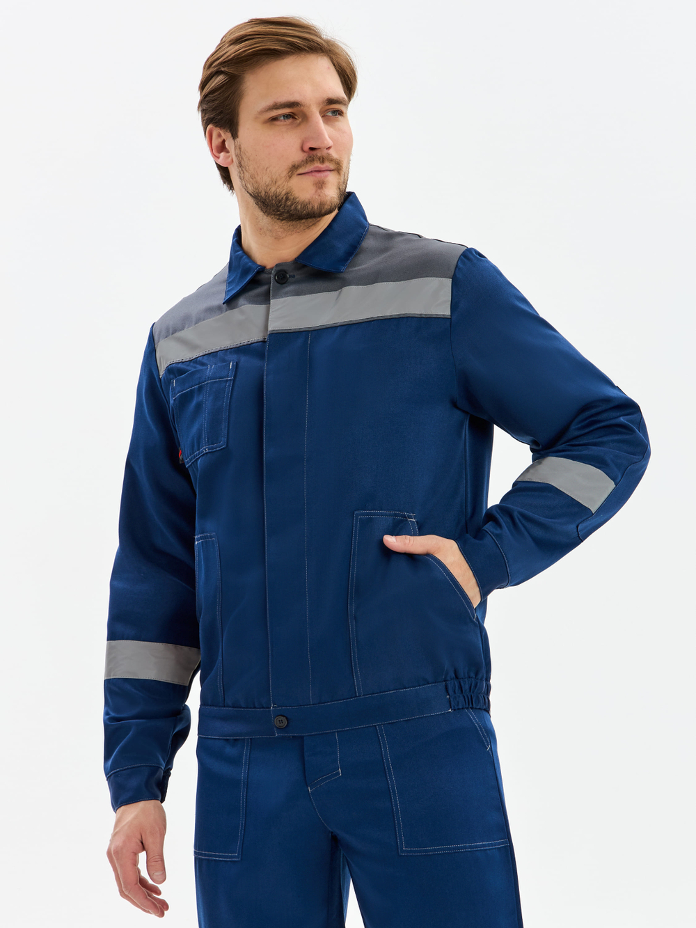 Костюм Лигор-1 СОП К. (тк.Смесовая,210) брюки, т.синий/серый