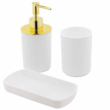 Набор для ванной комнаты 3пр. (дозатор для мыла, подставка для зубных щеток, лоток для аксессуаров) La and Te beaute LT-BSP-8WH