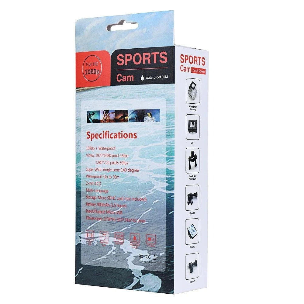 Экшн-камера SPORTS CAM FULL HD 1080P