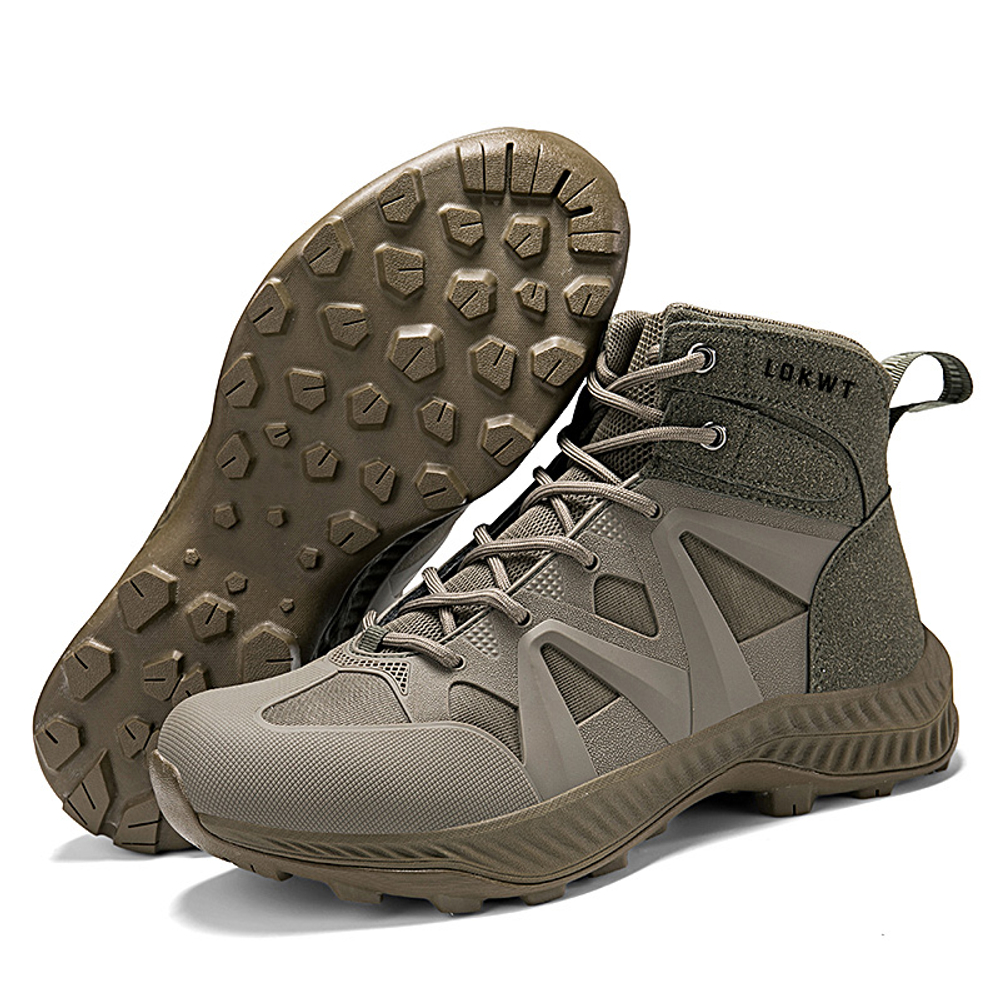 LOKWT Mesh Fabrics, All Season Hiking And Mountaineering Tactical Boots Breathable Abrasion Resistant Slip Resistant