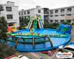 Надувной аквапарк с бассейном и горками «Кроко Остров», 25×20×8 м