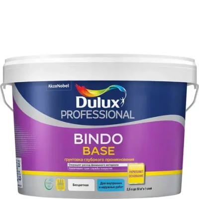 Универсальная грунтовка DULUX BINDO BASE глубокого проникновения, бесцветная, 2.5л