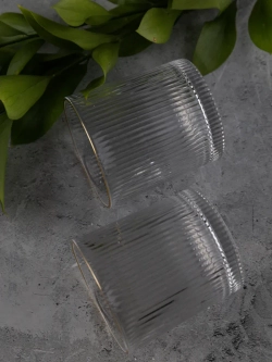 Набор стаканов 6шт с глубокими ребрами и золотой каймой