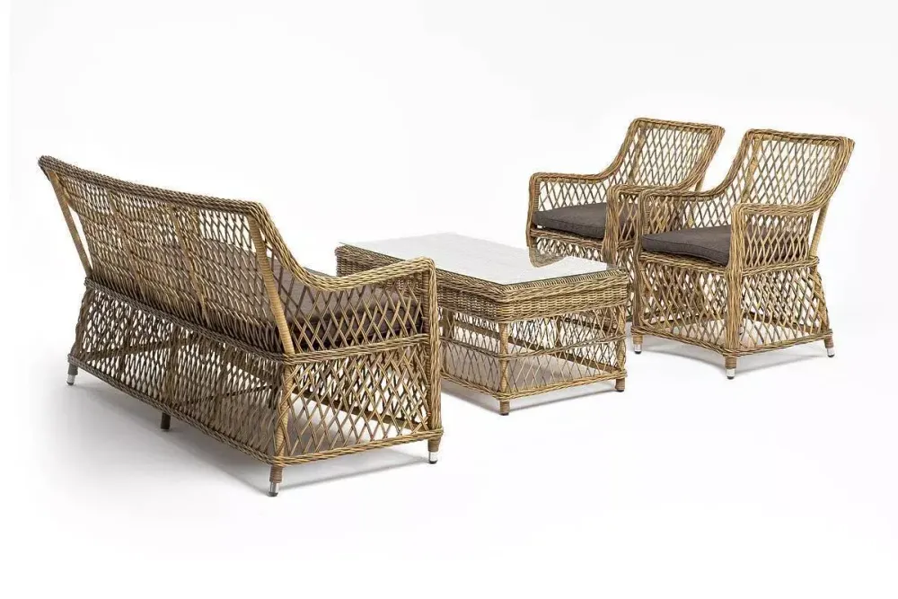 "Асти" лаунж-зона из искусственного ротанга на 4 персоны, цвет соломенный