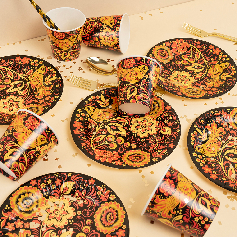 Тарелки (7''/18 см) Хохлома 6 шт