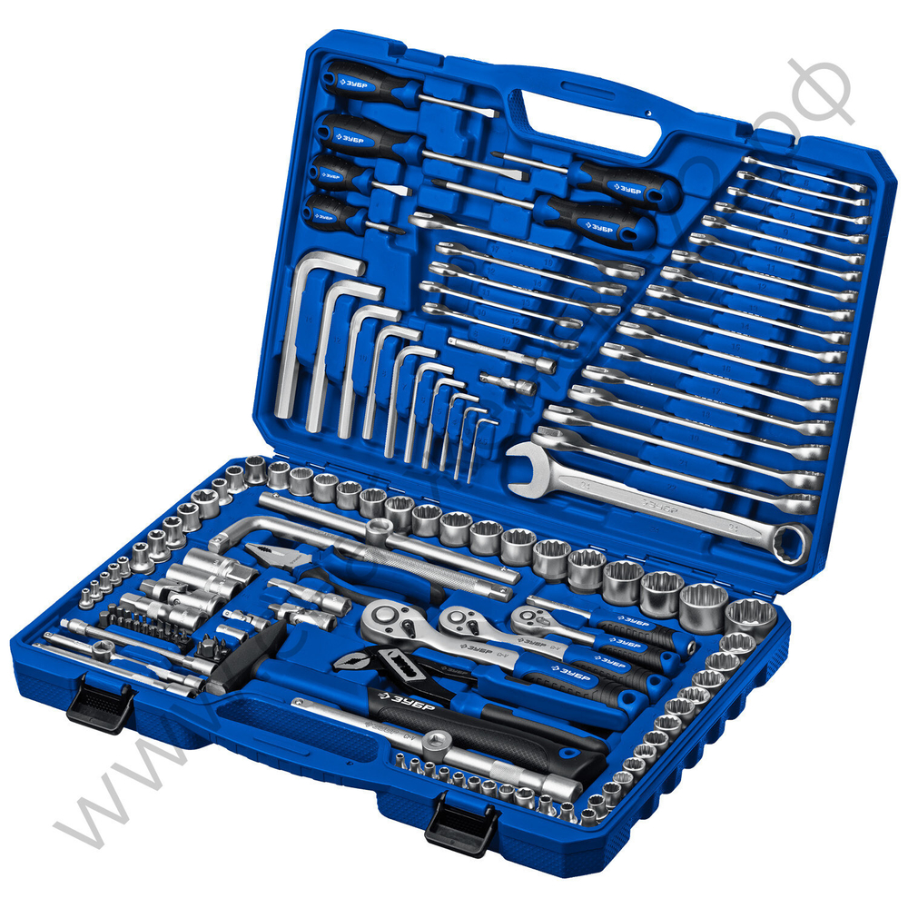 ЗУБР Универсал-142, 142 предм., (1/2″+ 3/8″+ 1/4″), универсальный набор инструмента, Профессионал (27670-H142)