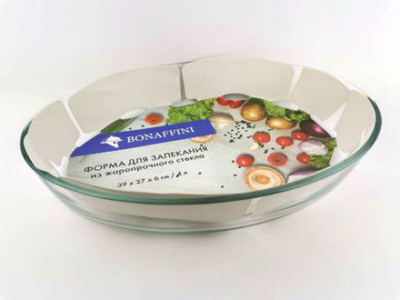 ФОРМА ДЛЯ ЗАПЕКАНИЯ 39,3 х 27,6 х6,5 см / 4 л.ТМ "Bonaffini"