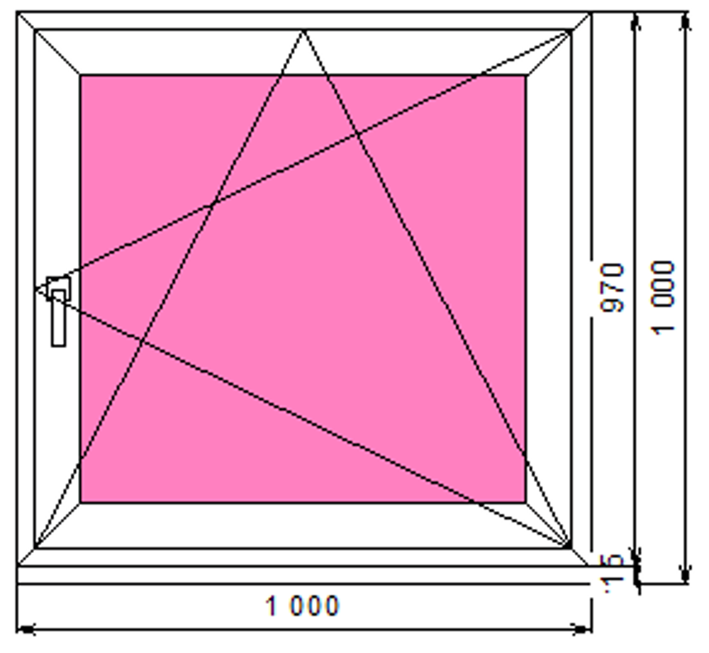Пластиковое окно 970 х 1000 ТермА Эко
