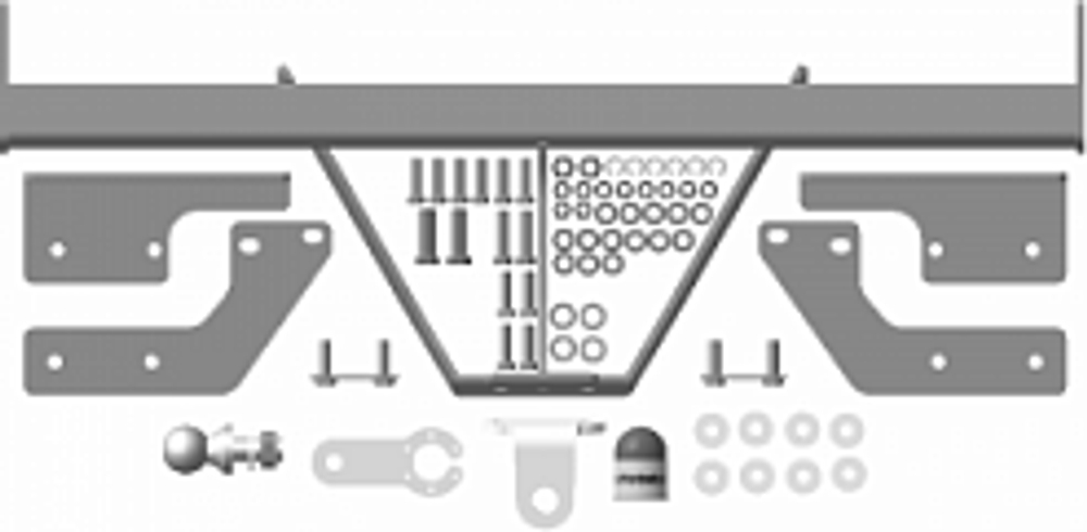 Фаркоп с оцинк. шаром Toyota Hilux 2015-, JAC T6 2019-, Sollers ST6 2023- фланцевое крепление шара, (без электрики, паспорт и сертификат в комплекте) Motodor.92507-FE