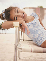 Купальник слитный и резинка для волос в комплекте для девочки Next E76-802, Белый, Синий