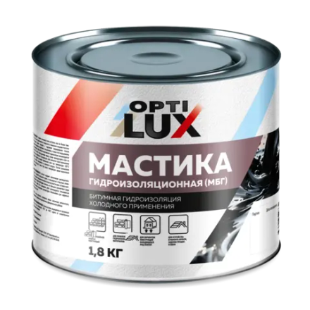 OPTILUX Мастика Битумная Гидроизоляционная МБГ 1,8кг (ИжСинтез)