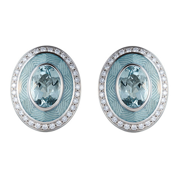 Серьги с Аквамарином и Бриллиантами, Эмаль E0084-4/2