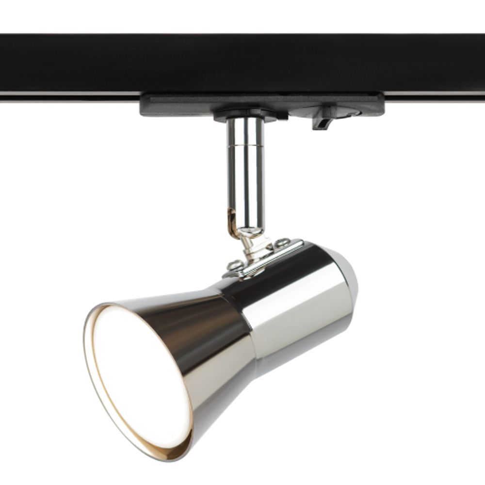 Трековый светильник однофазный ЭРА Taper TR37-GU10 CH под лампу GU10 хром | Однофазные светильники под лампу