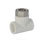 Тройник PP-R комбинированный белый Дн 20х3/4" с накидной гайкой VALFEX 11140120