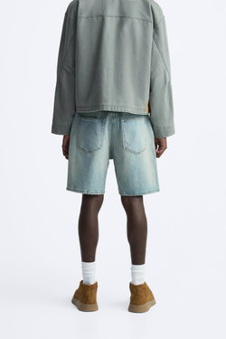 ZARA БАЗОВЫЕ ДЖИНСОВЫЕ ШОРТЫ, ВЫЦВЕТШИЙ СИНИЙ