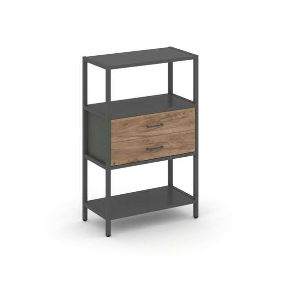 Shelf System Односекционный стеллаж трехярусный с ящиками SN.STM-312 Антрацит/Дуб Табак/Металл Антра