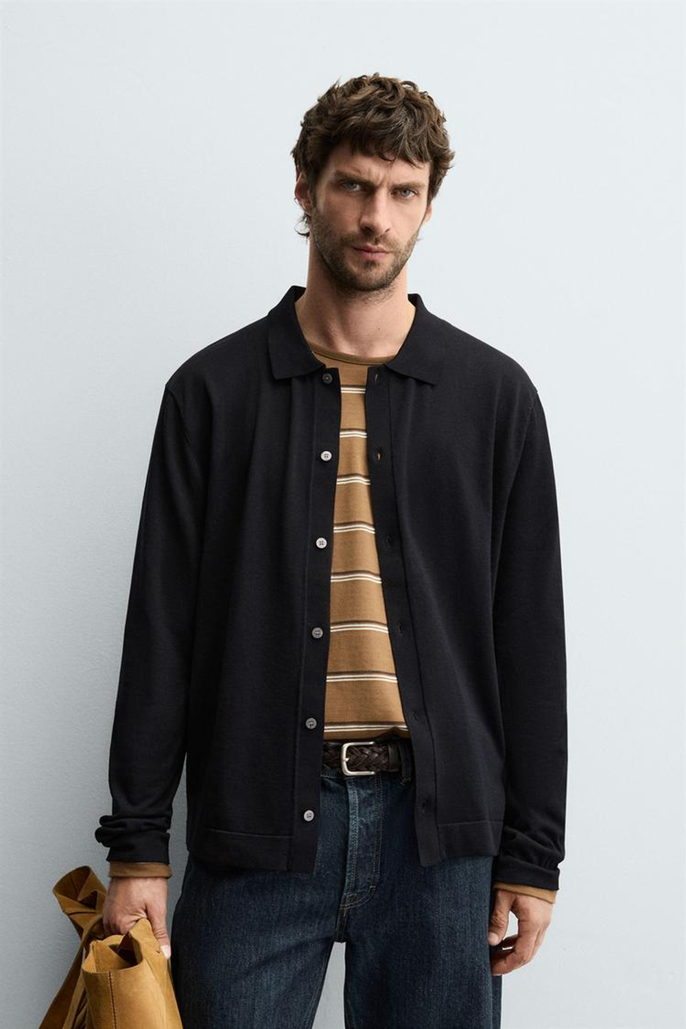 ZARA ЛЕГКИЙ ХЛОПКОВЫЙ КАРДИГАН, МОРСКОЙ ТЕМНО-СИНИЙ