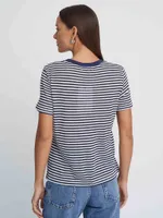 Футболка Kefirmaykifer В Полоску бело-синяя