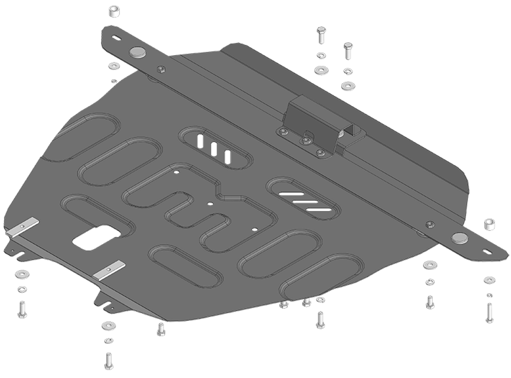 Защита картера двигателя, КПП. 2 мм, Сталь. для Ford Bronco Sport 2020-2024, Motodor.70709