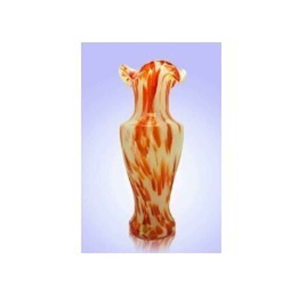 Ваза стекло больш. Цвет: оранжевая/красная/белая.