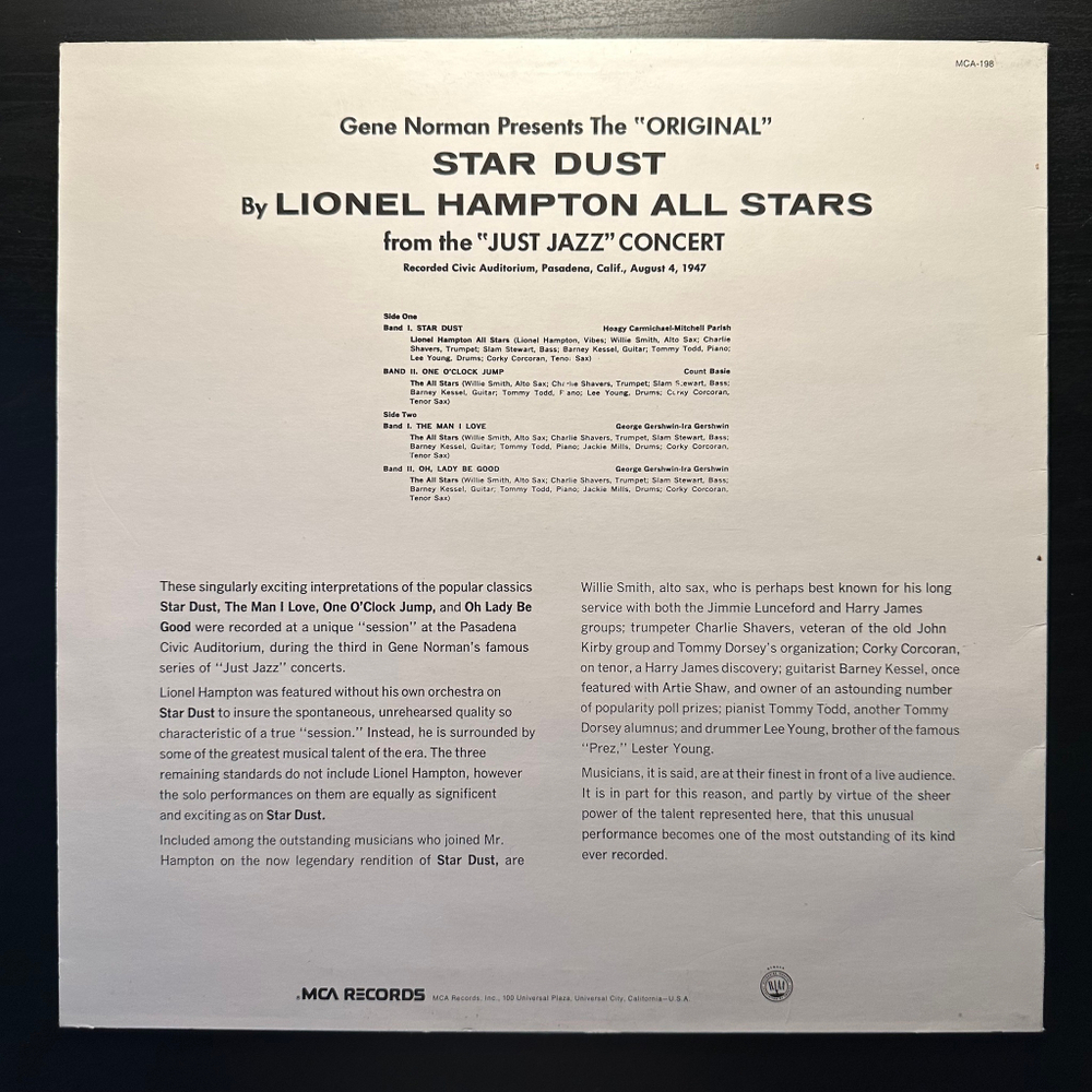 Lionel Hampton All Stars And The All Stars- Gene Norman Presents "Just Jazz" (Скандинавия 1982г.)