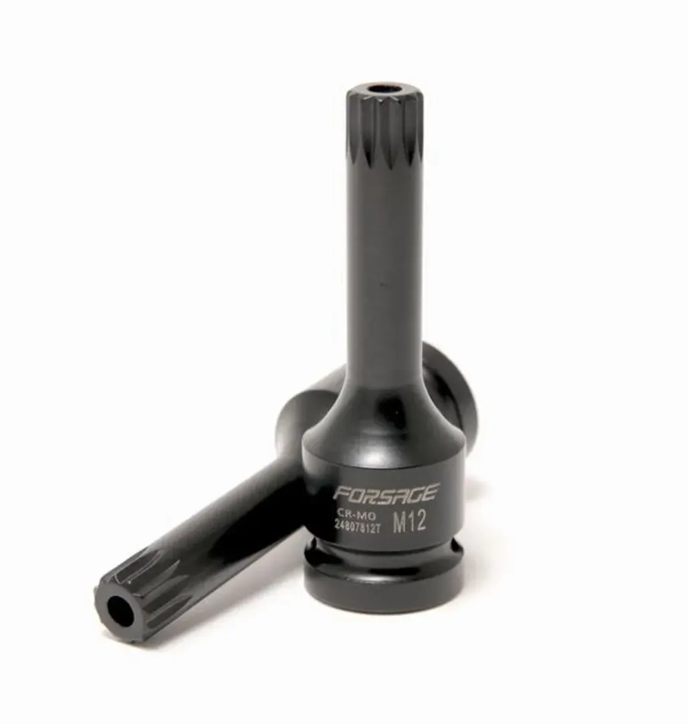 Головка-бита SPLINE глубокая ударная1/2'', M10 с отверстием Forsage F-24807810T