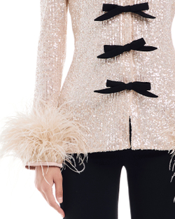 Кардиган Aventurine (Авантюрин) с перьями бежевый