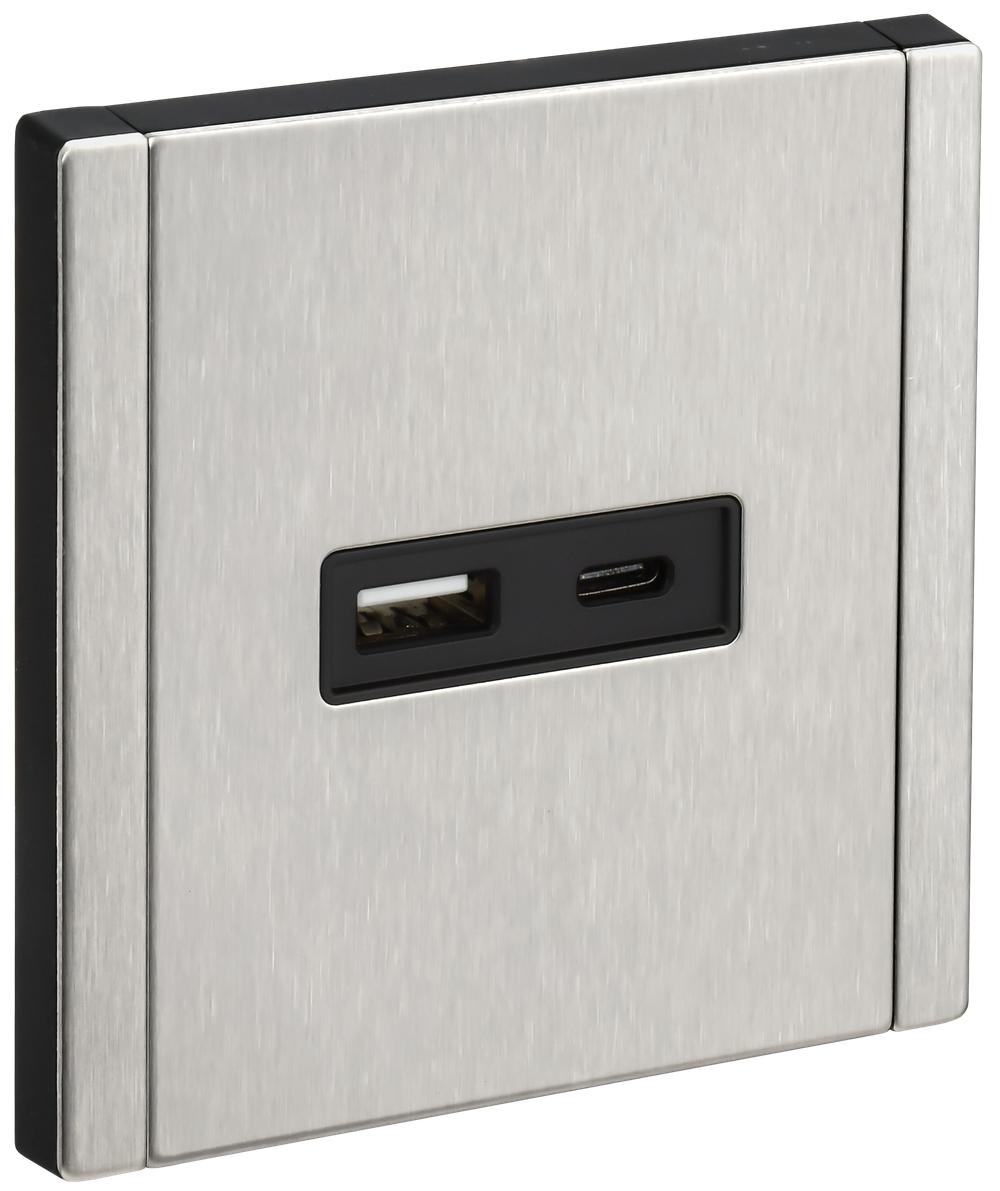 FORTE&PIANO Розетка USB A+C 3,1А FP750M металл никель IEK