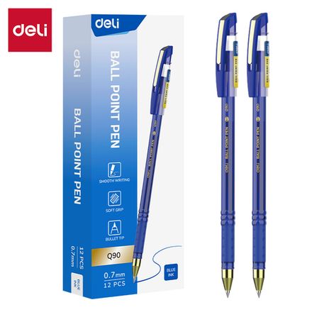 Ручка шариковая Deli Ball Point Pen EQ90, 0.7мм, синяя, синяя, чернила, грип, 1шт.