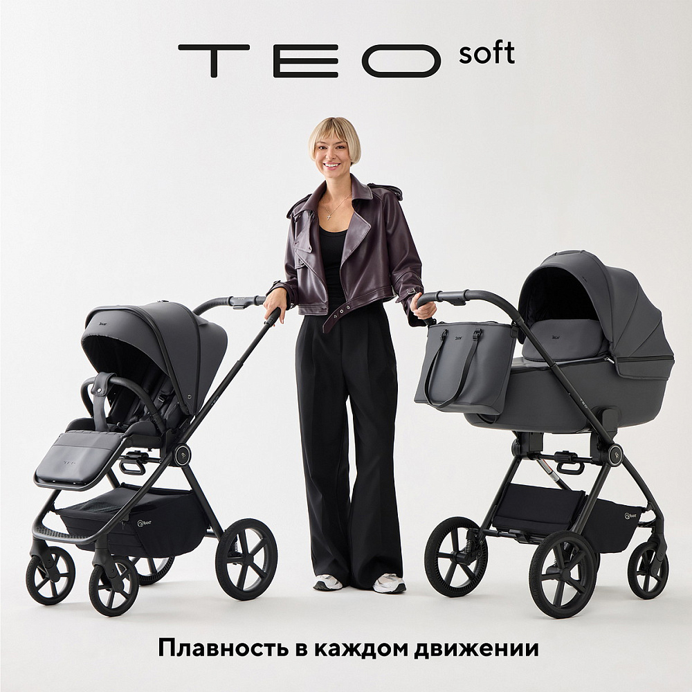 Детская коляска Rant Teo Soft 3 в 1 с автокреслом Evomax Grey Graphite