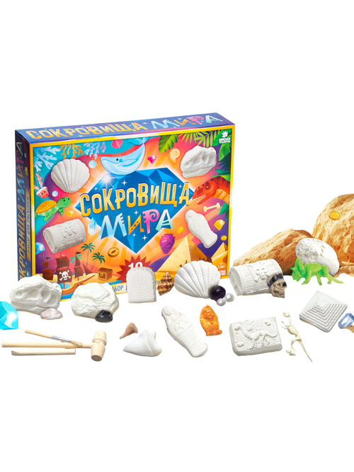 Набор археолога «Мир Египта», 10 шт. фигурок + молоток, кисточка, долото