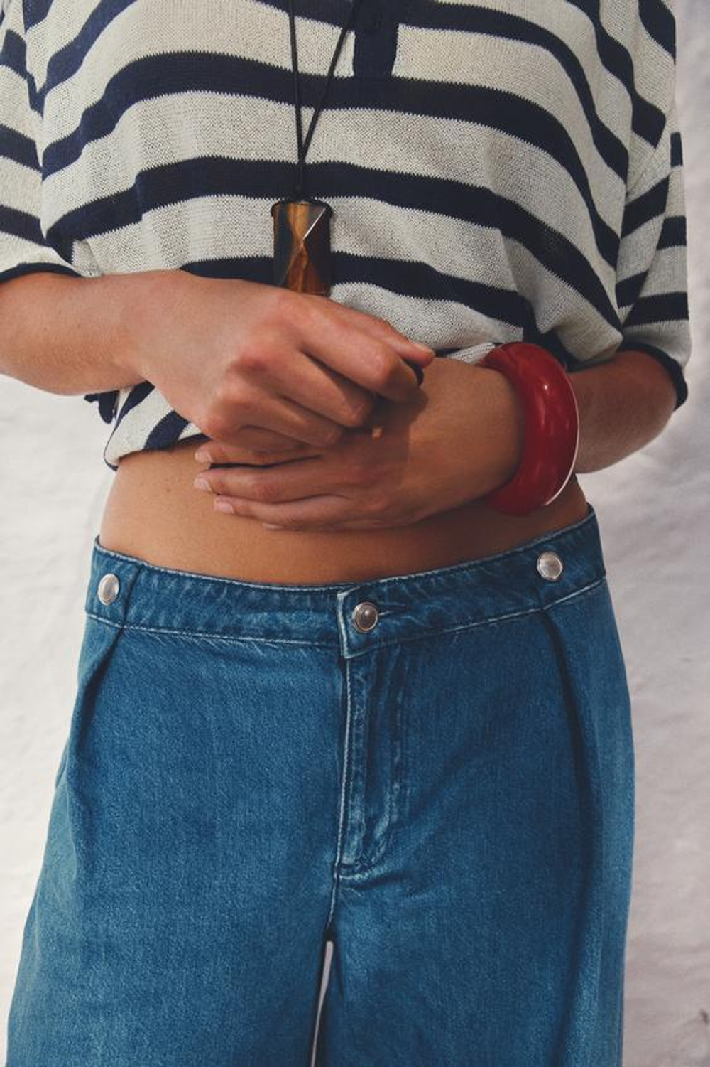 ZARA ДЖИНСЫ Z1975 WIDE-LEG СО СРЕДНЕЙ ПОСАДКОЙ И ЗАЩИПАМИ, ВЫЦВЕТШИЙ СИНИЙ