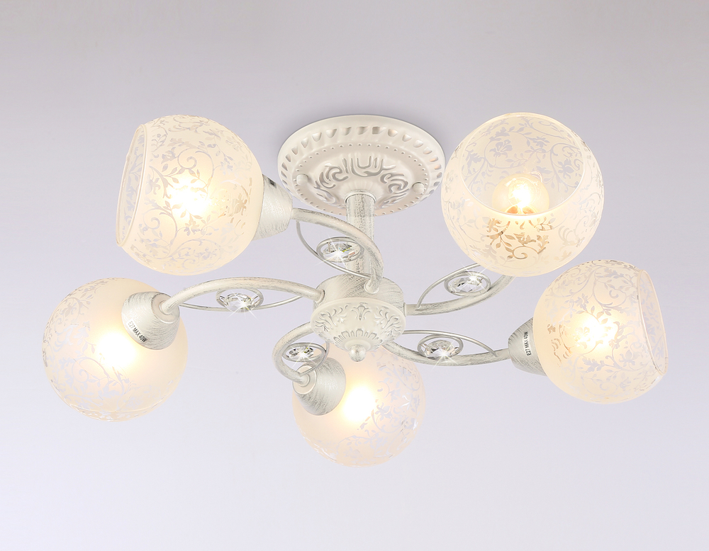 Потолочная люстра TR3062/5 WH/SL/FR белый/серебро/белый матовый E27/5 max 40W D615*245