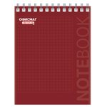 Блокнот МАЛЫЙ ФОРМАТ (108х146 мм) А6, 48 л., гребень, картон, клетка, ОФИСМАГ, красный, 129872