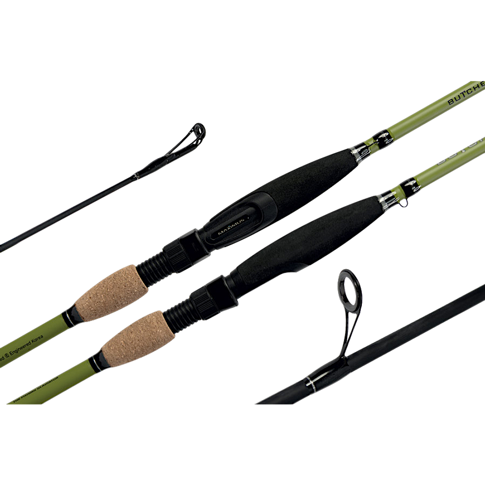 Спиннинг Maximus Butcher-X 2секц. MSBX-24M 2.4м 7-28г 134г Тр.длина 1.25м Колец 7шт Medium-Fast Action ручка-Неопрен