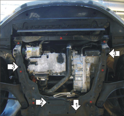 Защита картера Двигателя, КПП, Разд. коробки. 5 мм, Алюминий. для Ford Galaxy 2006-2010, Ford S-max 2006-2015, Volvo V70 2007-2016, Volvo S60 2010-2018, Ford Mondeo IV 2010-2015, Ford Galaxy 2010-2015, Volvo XC60 2008-2017, Ford Mondeo IV 2 MOTODOR.32603
