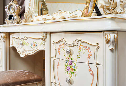 Шанель (Arida) Туалетный стол с зеркалом и пуфом