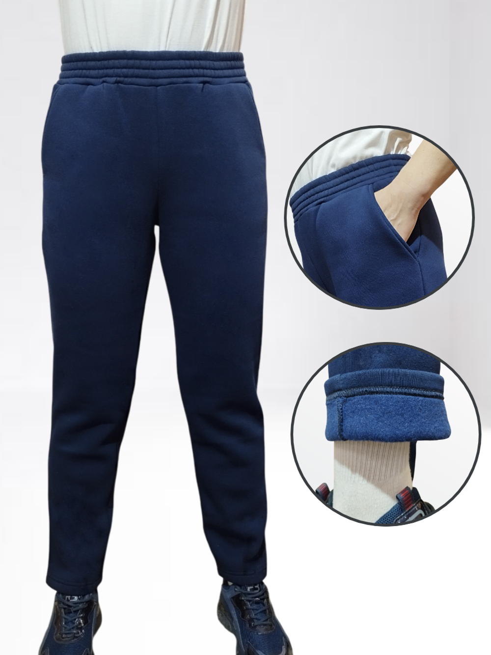 2134 Брюки женские прямые футер 3-х нитка начес чернильно-синий (56)