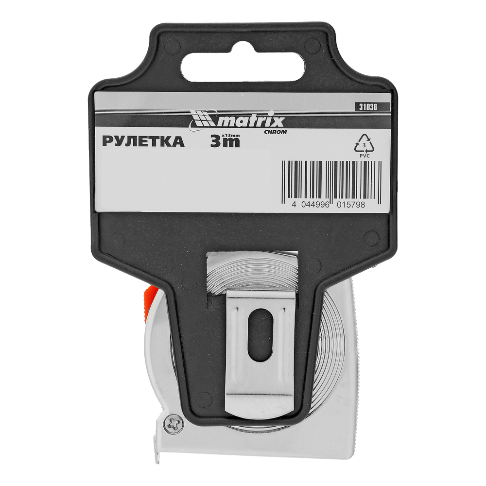 MATRIX Рулетка Chrom 3м x 13мм хромированный корпус