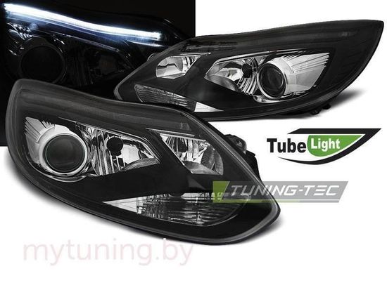 Передние фары Ford Focus 3 tube lights black
