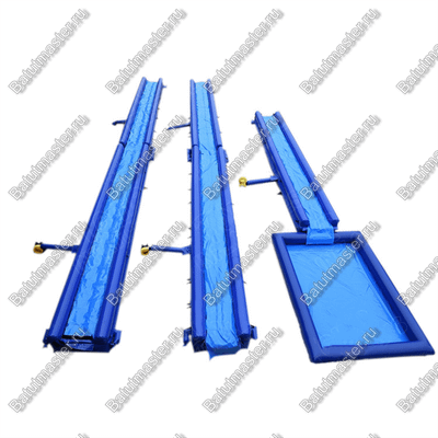 Водная горка с надувным дном, на подкачке ТУРБО "Гидроспуск", с бассейном, 150*3,5*0,8 м