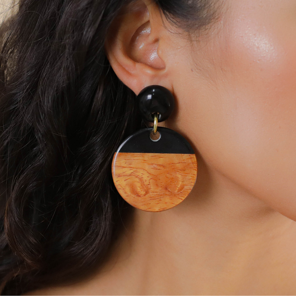 Серьги Nature Bijoux, Cannelle, с рогом и деревом байонг, NB26.1-12-90611 (коричневый)